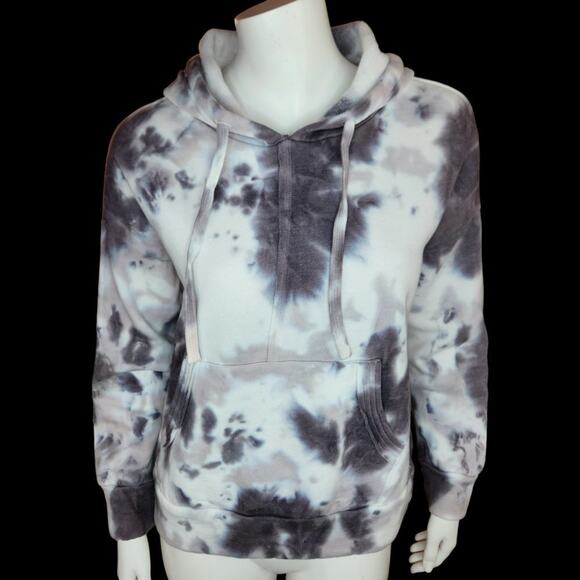 Free People Movement Work It Out Hoodie Sweatshirt XSmall Gray Black Tie Dye NWT - Picture 2 of 10